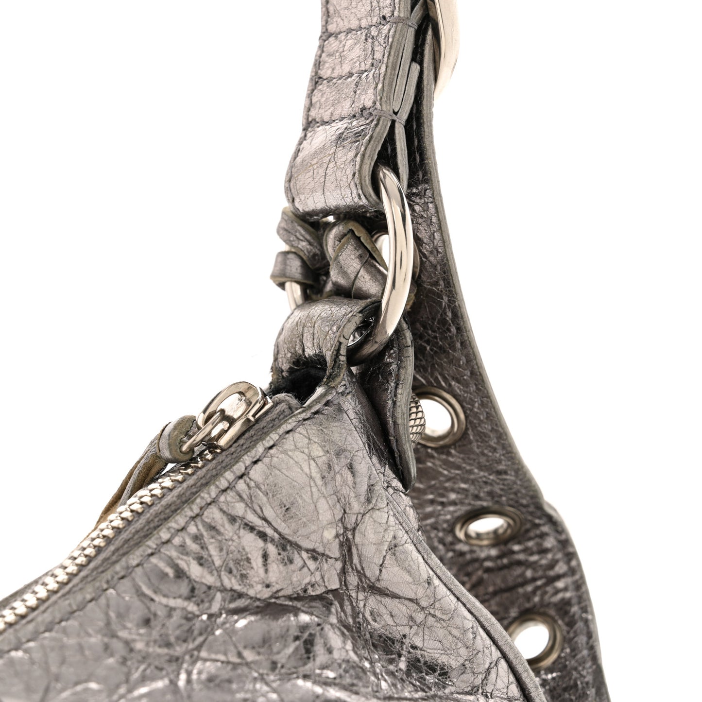 Metallic Agneau Arena Le Cagole Shoulder Bag XS Silver