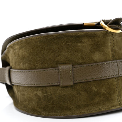 Chloe Suede Calfskin Small Marcie Saddle Bag Deep Olive 9 of 10