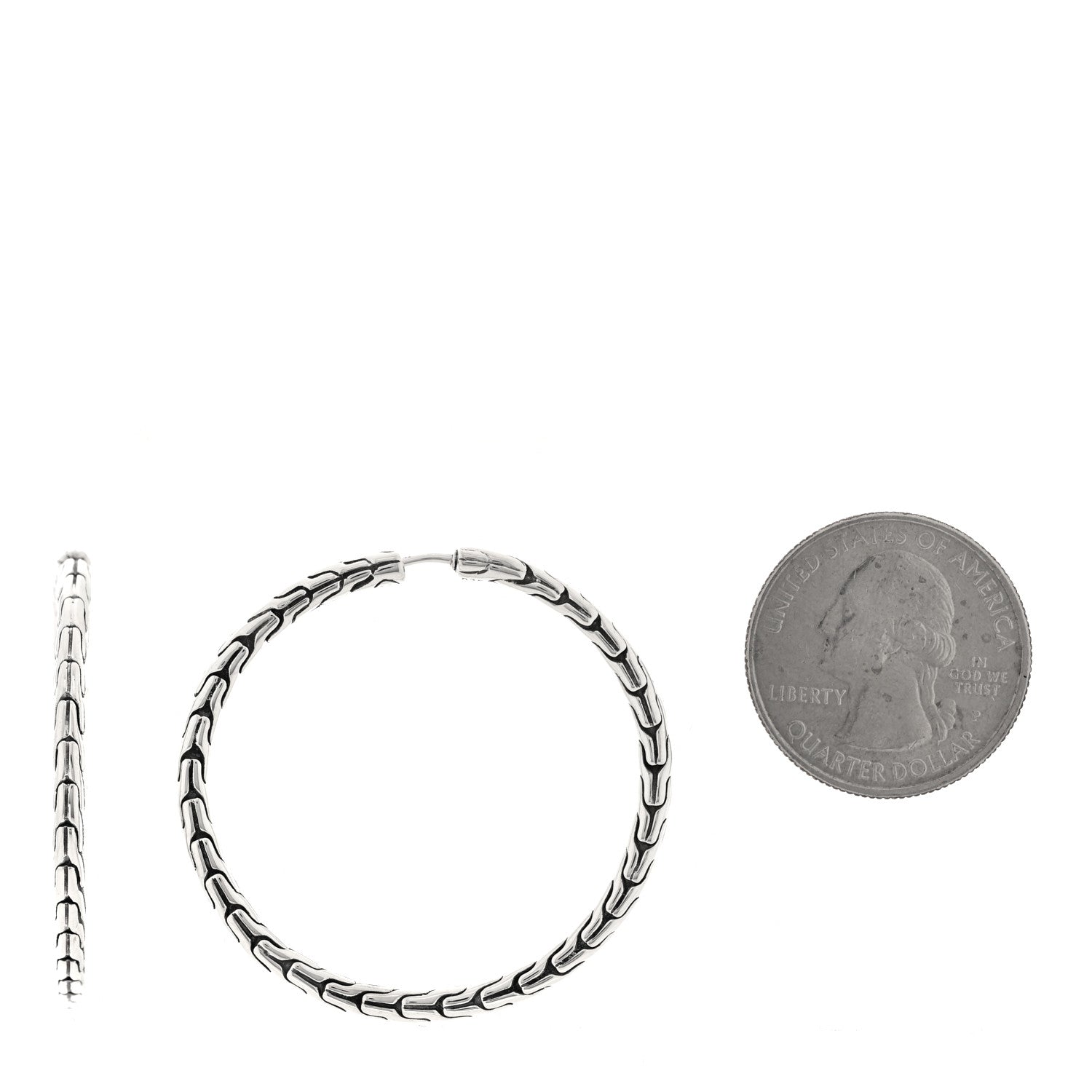 John Hardy Sterling Silver Medium Classic Chain Hoop Earrings 2 of 4