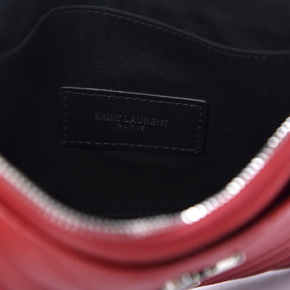 Saint Laurent Grain De Poudre Chevron Monogram Bill Pouch Rouge Eros 8 of 10