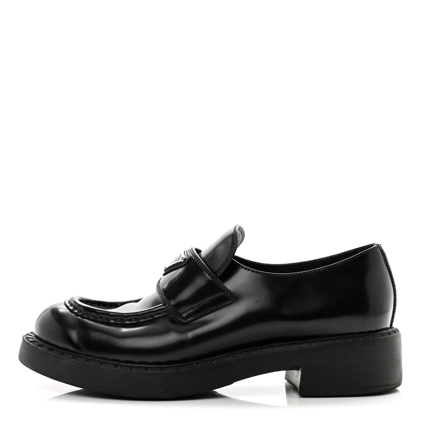 Spazzolato Metal Triangle Logo 50mm Loafers 39 Black