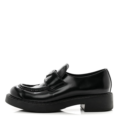 Prada Spazzolato Metal Triangle Logo 50mm Loafers 39 Black 1 of 8