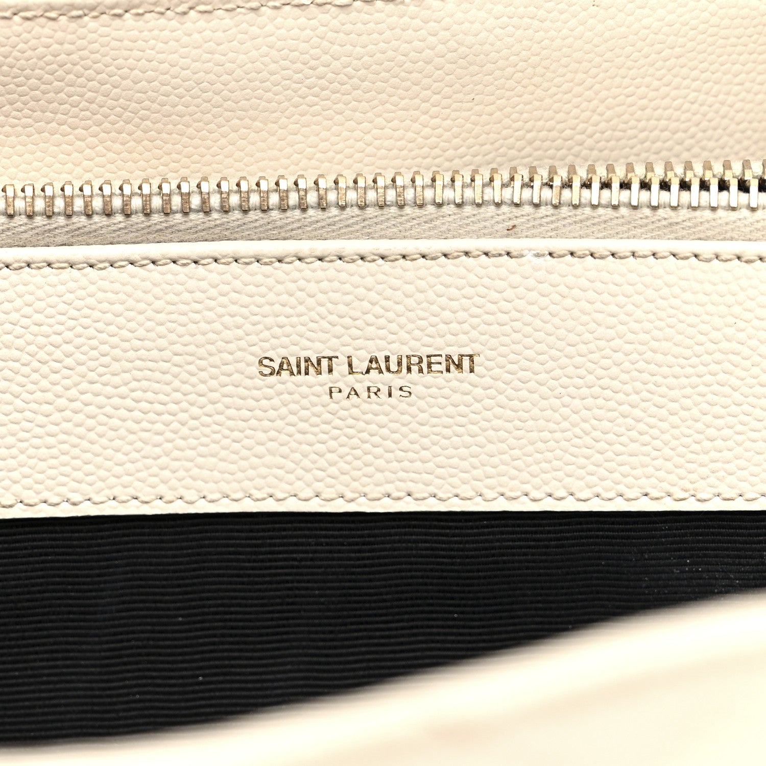 Saint Laurent Grain De Poudre Matelasse Chevron Monogram Shopping Bag White 8 of 18