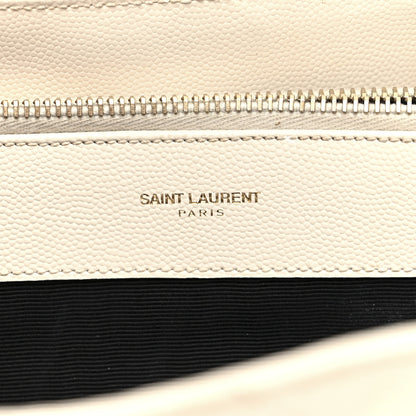 Saint Laurent Grain De Poudre Matelasse Chevron Monogram Shopping Bag White 8 of 18