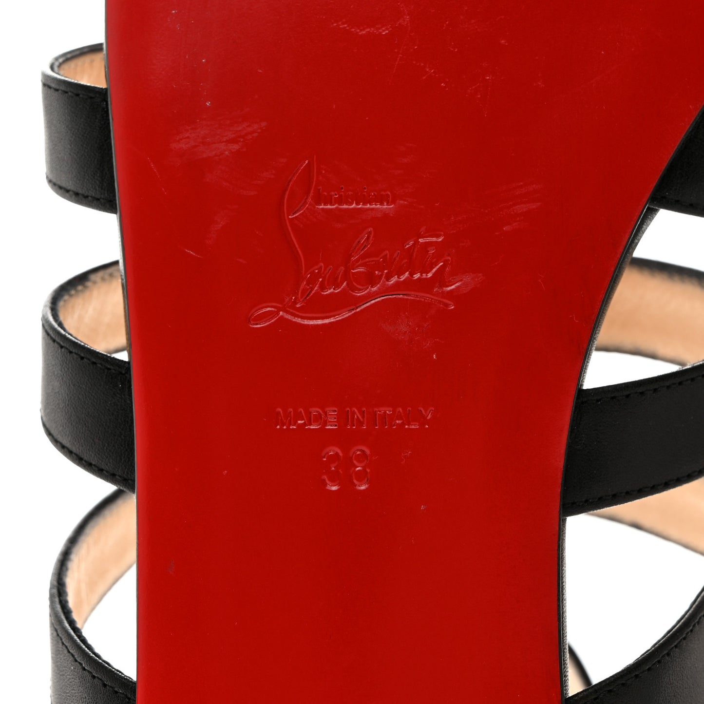 Calfskin Neronna Cage Flat Sandals 38 Black