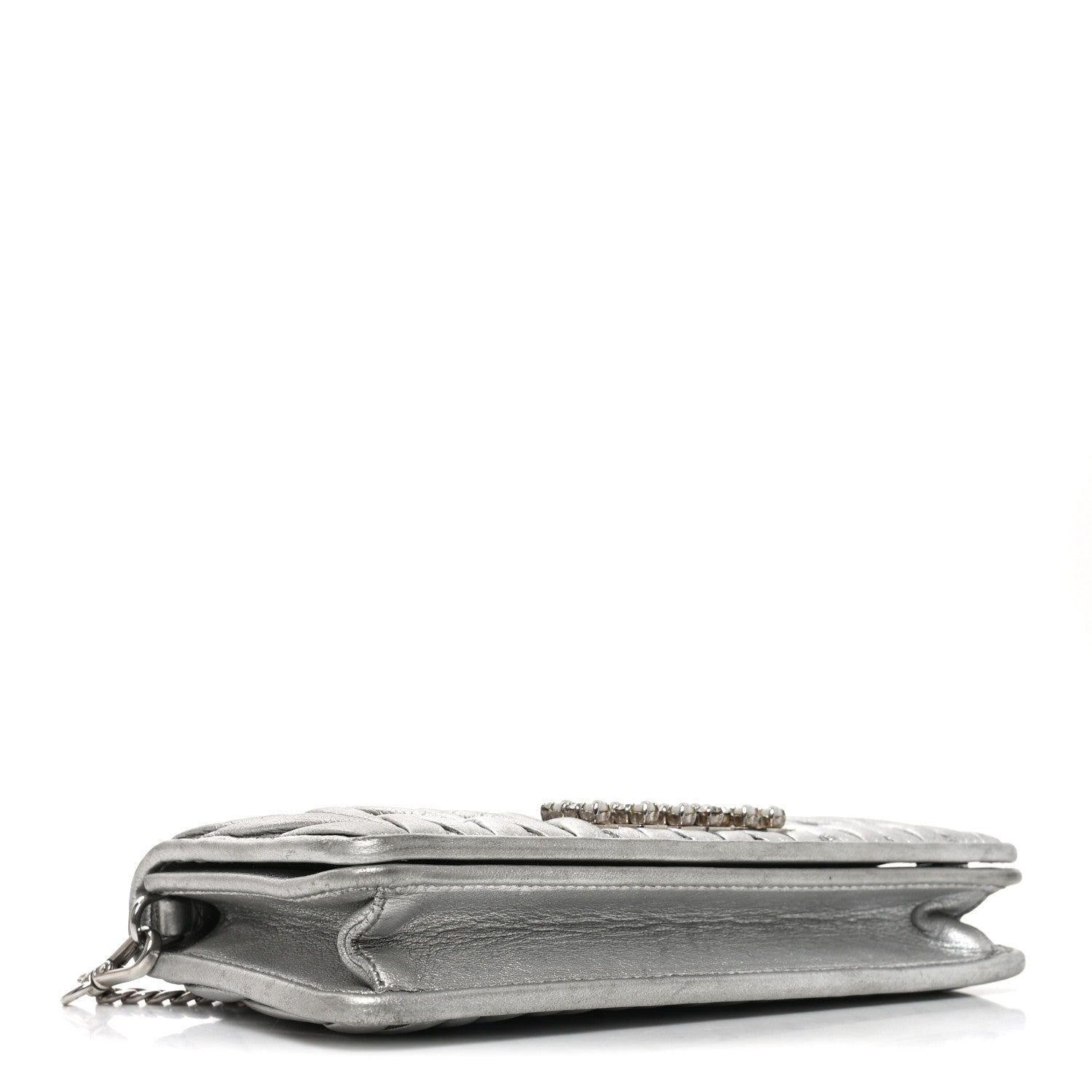 Miu Miu Metallic Nappa Matelasse Chain Crossbody Silver 4 of 9