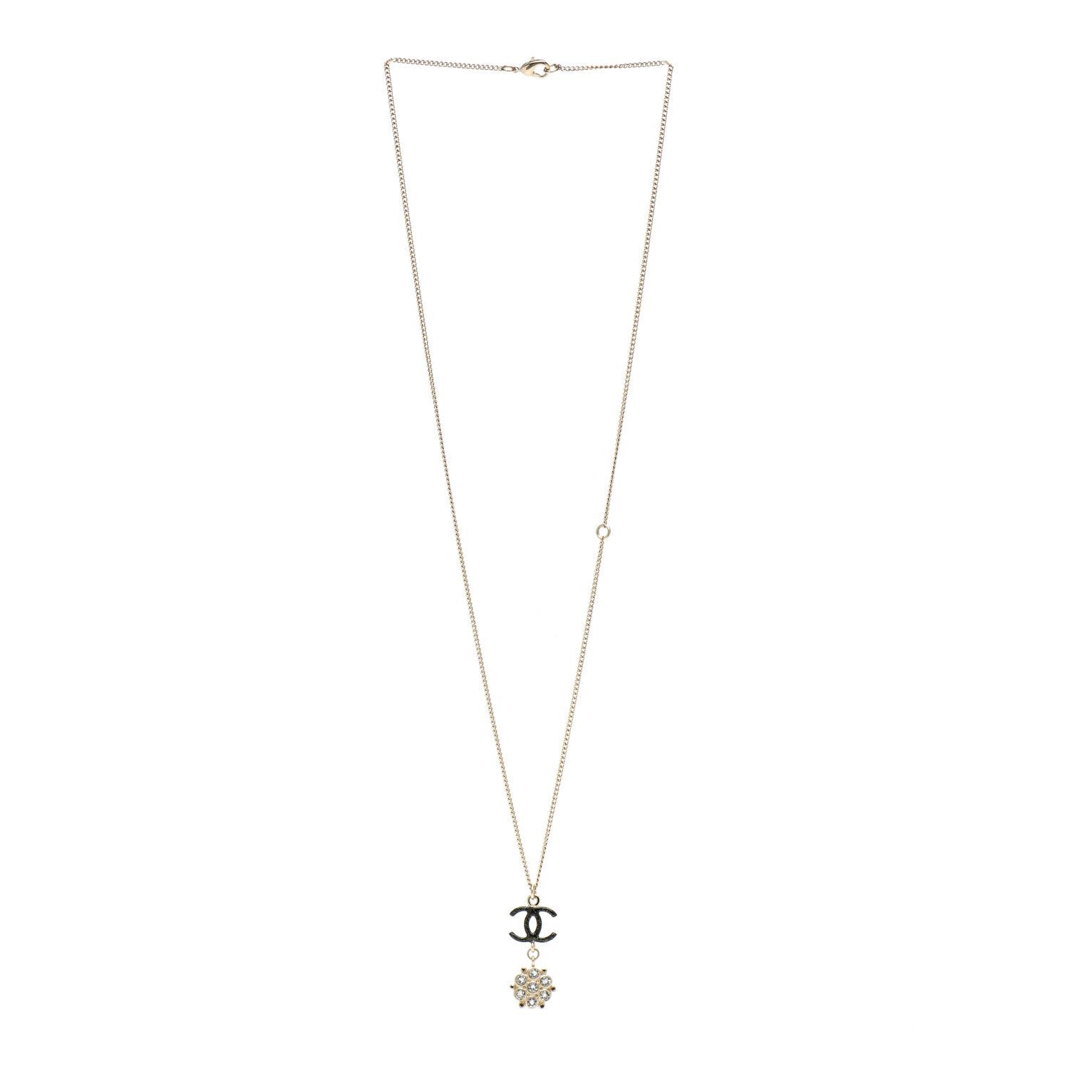 Chanel Crystal Enamel CC Pendant Necklace Gold 3 of 4