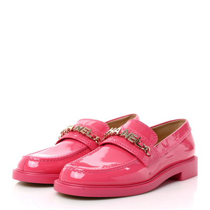 Chanel Patent Calfskin Logo Loafers 37 Pink 3 of 8