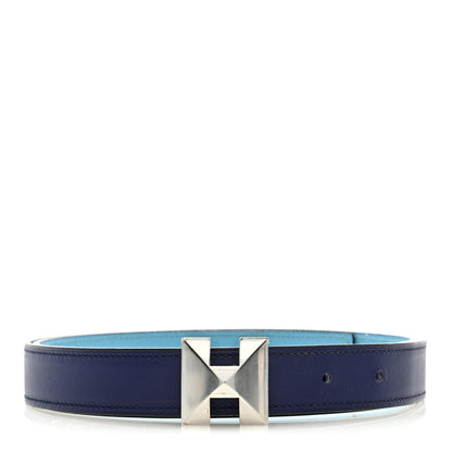 Hermes Swift Epsom 24mm Medor H Belt 80 32 Bleu Saphir Bleu Atoll 1 of 6