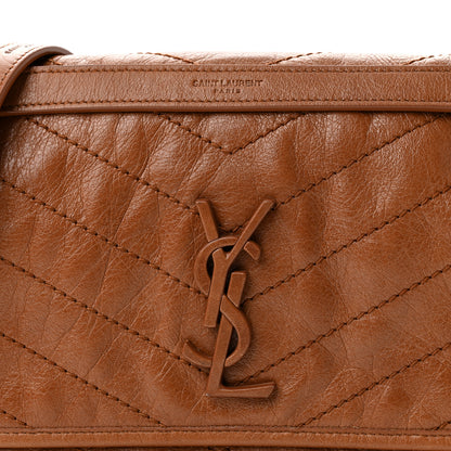 Saint Laurent Crinkled Calfskin Matelasse Monogram Medium Niki Chain Satchel Caramel 8 of 10
