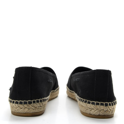 Saint Laurent Canvas Nappa Elba Logo Embroidered Espadrilles 39 Black 6 of 10