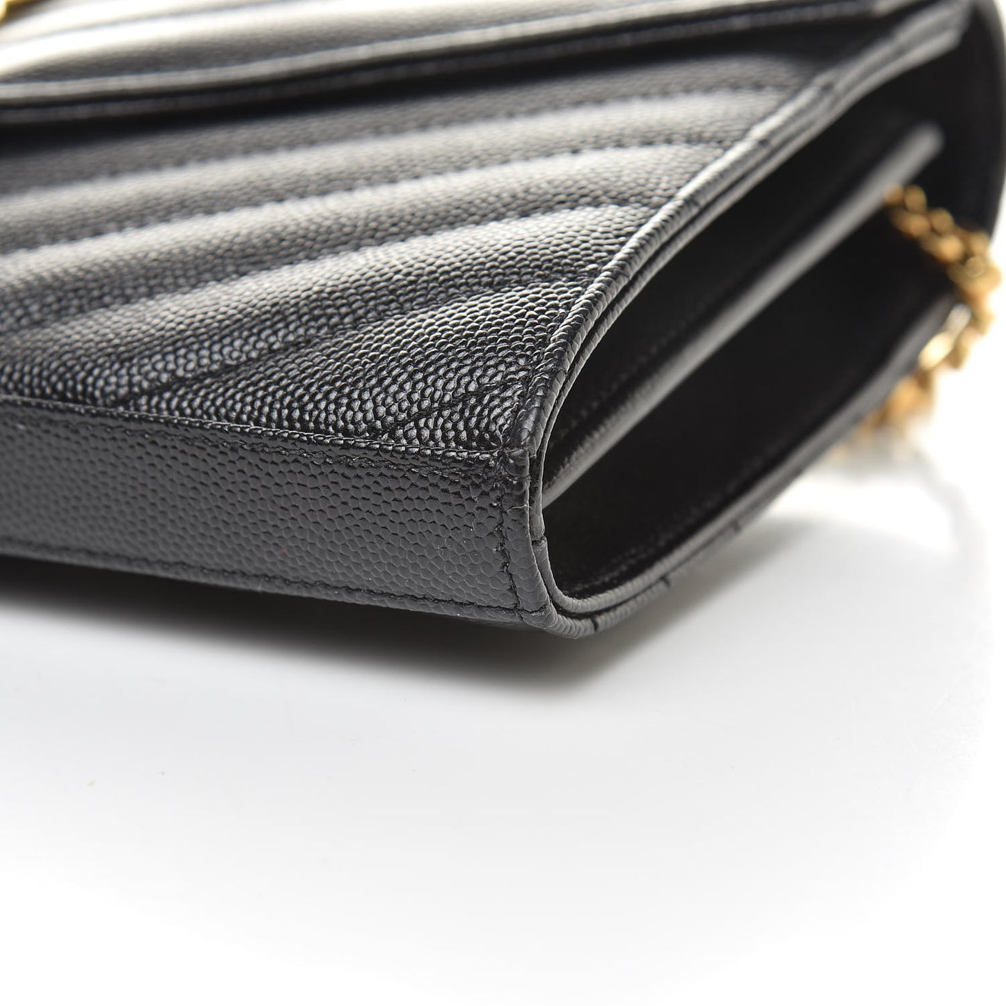 Grain De Poudre Matelasse Chevron Monogram Chain Wallet Black