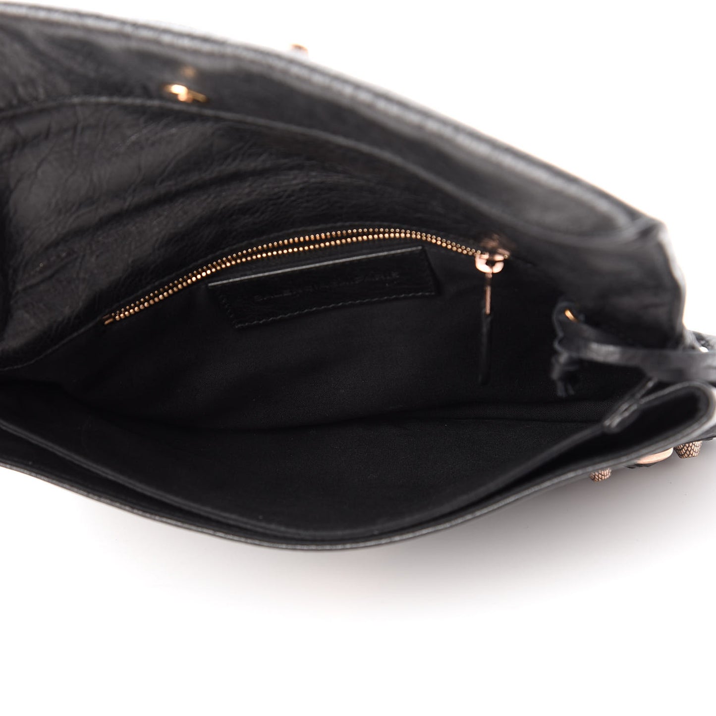 Agneau Giant 12 Rose Gold Hardware Envelope Clutch Black