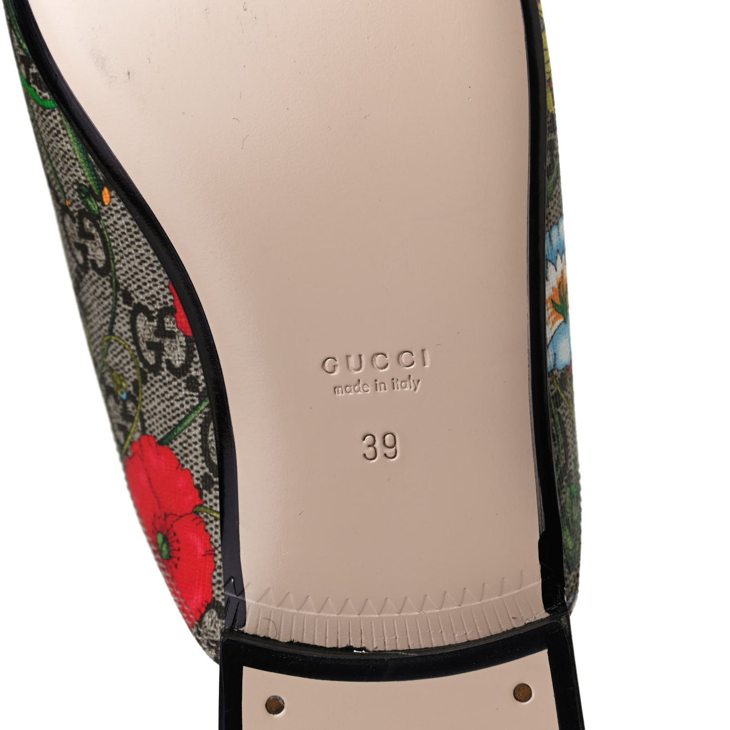 GG Supreme Monogram Flora Womens Princetown Slippers 39 Beige Ebony Multicolor Rosso