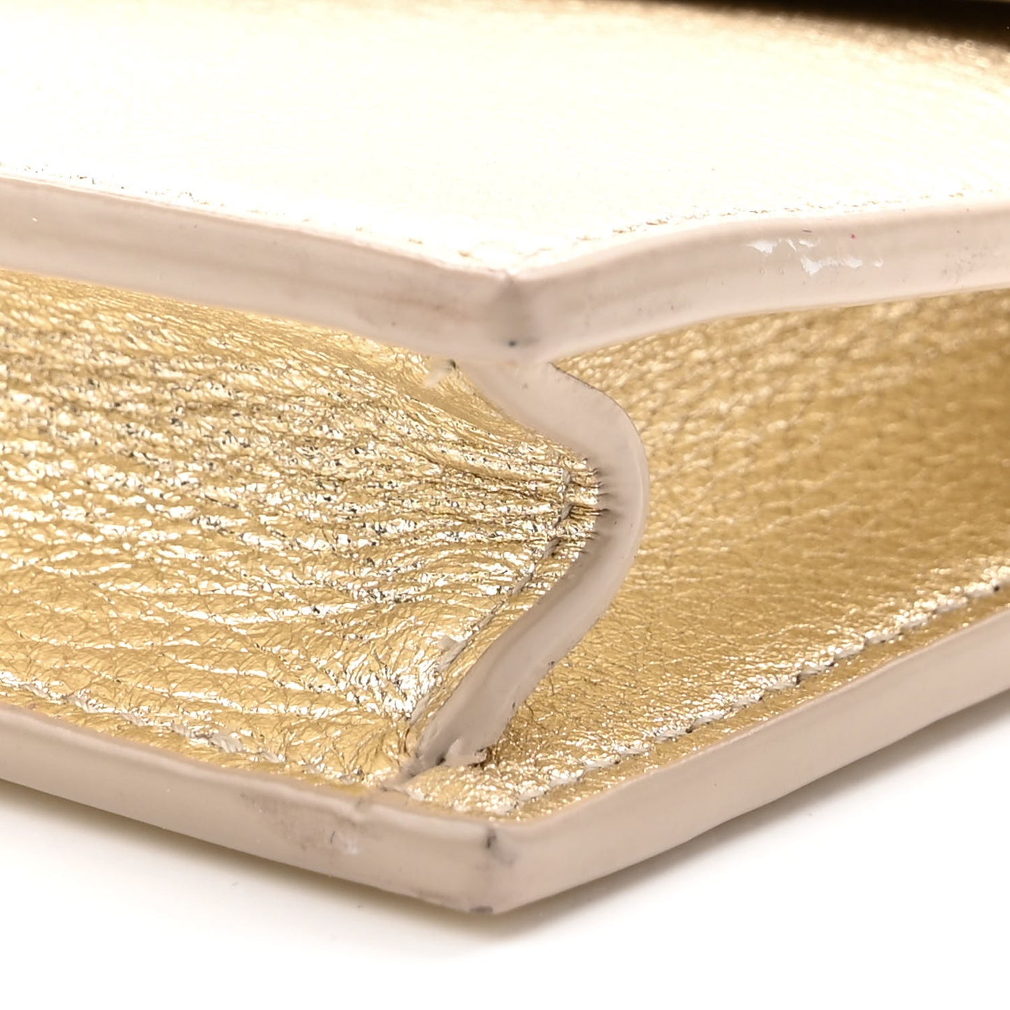 Metallic Calfskin Monogram Envelope Chain Wallet Gold
