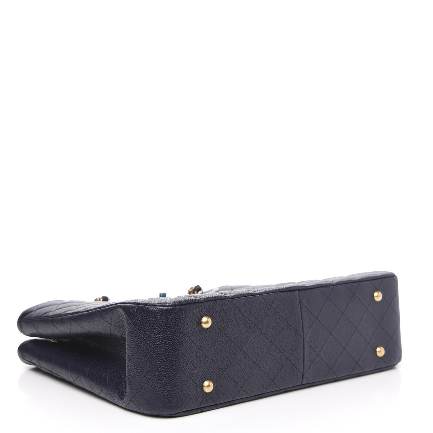 Caviar Quilted Large CC Shopping Tote Navy
