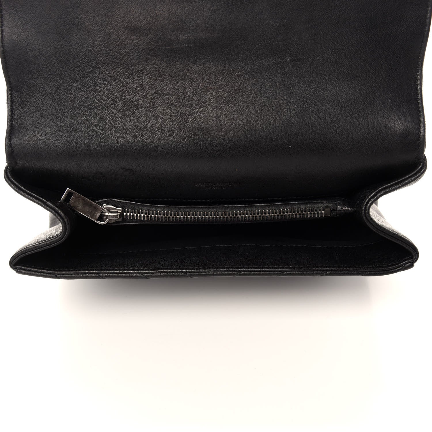 Saint Laurent Sheepskin Matelasse Chevron Monogram Medium College Bag Black 6 of 13