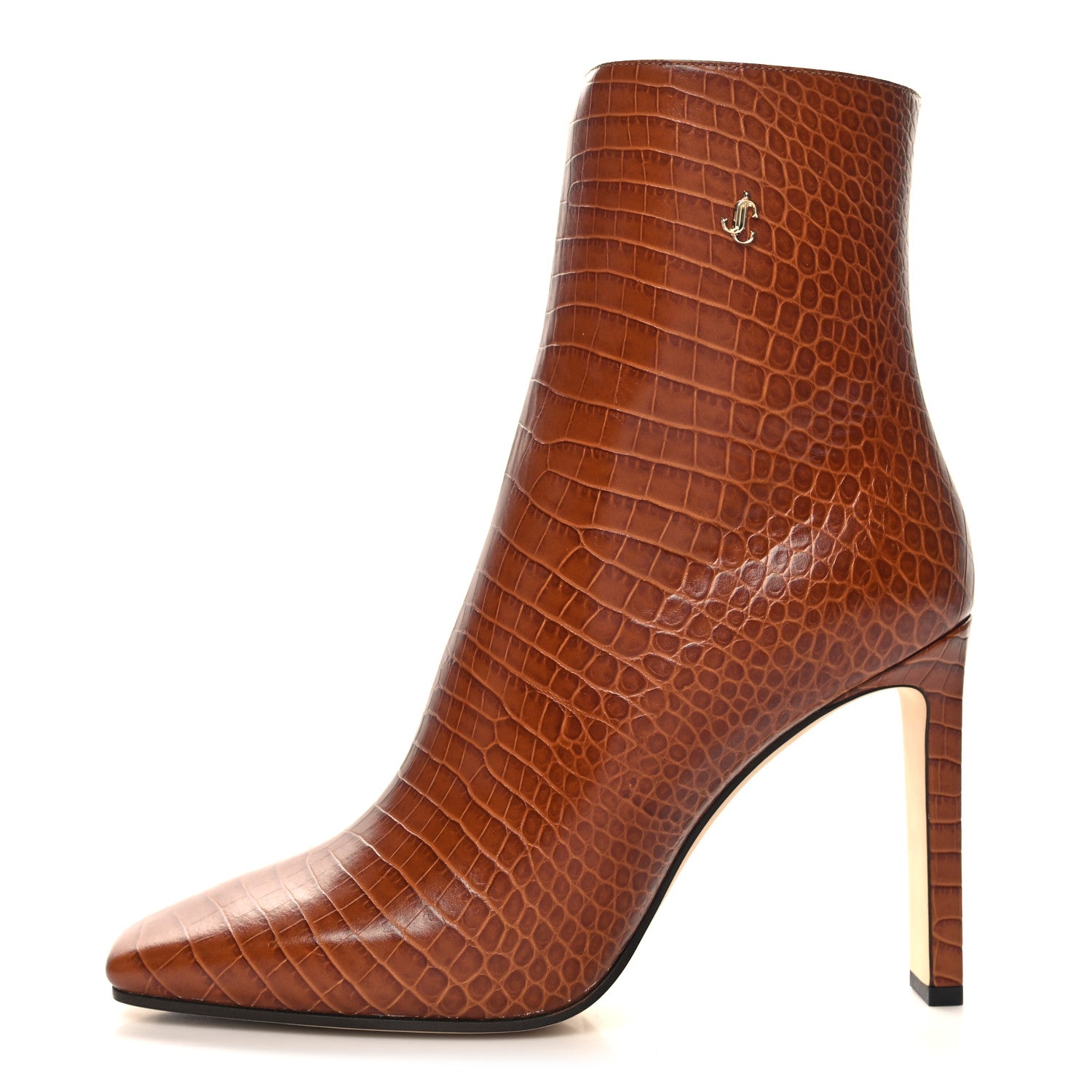 Jimmy Choo Calfskin Crocodile Embossed Minori Booties 40 Cuoio 1 of 7