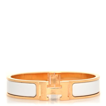 Hermes Enamel Narrow Clic Clac H Bracelet PM White 1 of 5