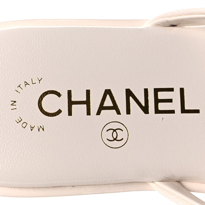 Chanel Goatskin CC Times Square Thong Sandals 37 Beige 9 of 11