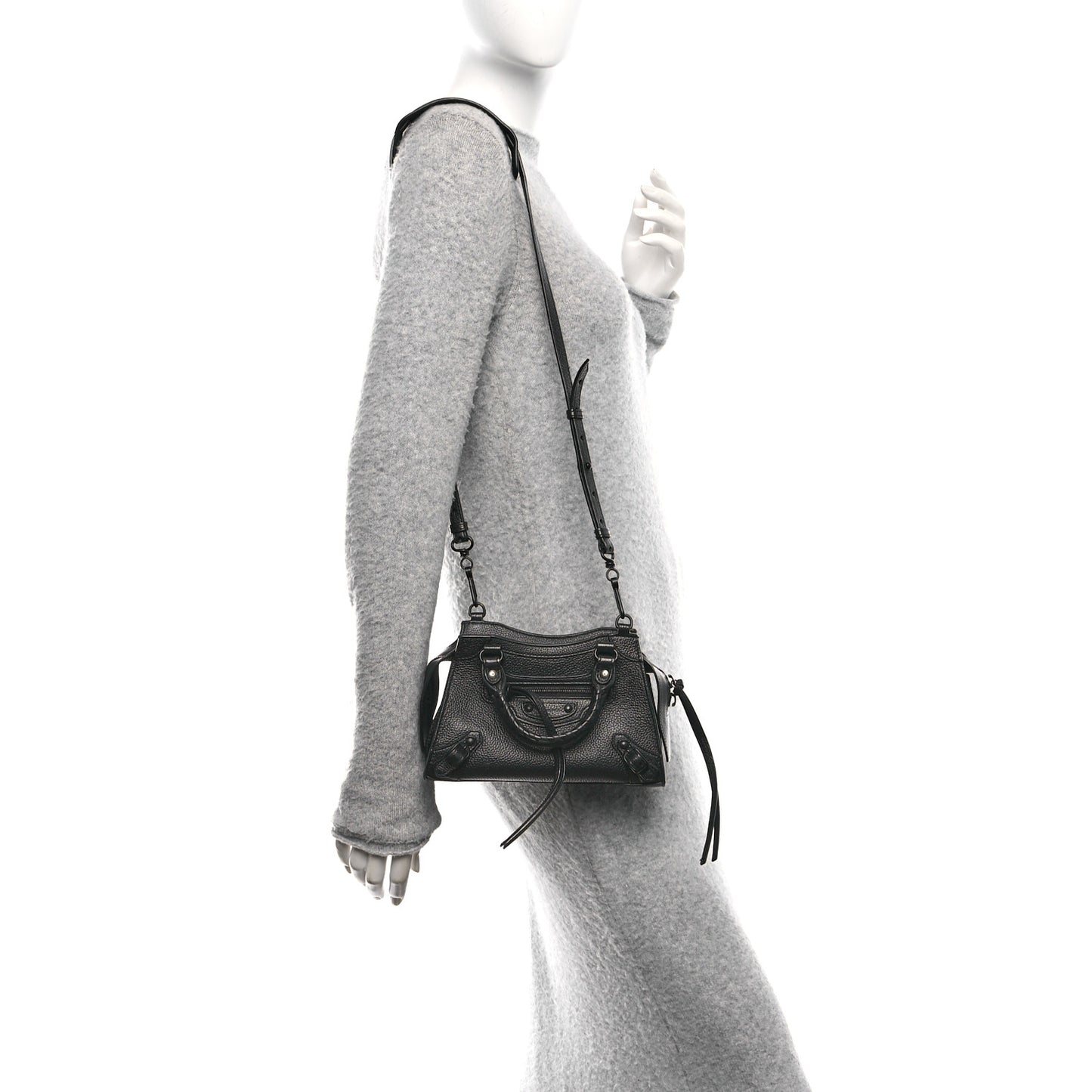 Grained Calfskin Neo Classic Black Hardware Mini City Black
