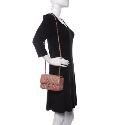 Chanel Metallic Lambskin Quilted Ombre Mini Rectangular Flap Pink 2 of 10