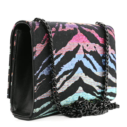 Saint Laurent Canvas Calfskin Metallic Tiger Print Small Monogram Kate Satchel Black Multicolor 3 of 13