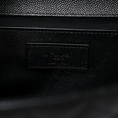Saint Laurent Grain De Poudre Textured Mixed Matelasse Triquilt Medium Monogram Satchel Black 7 of 13