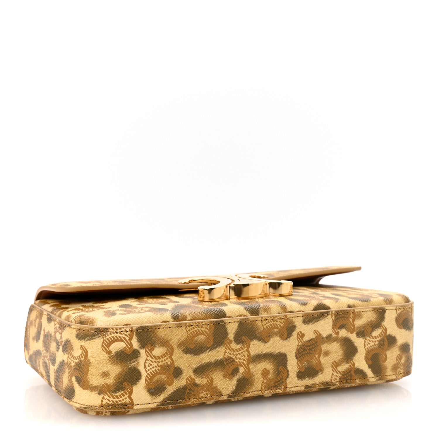 Celine Canvas Leopard Print Triomphe Chain Shoulder Bag 4 of 10