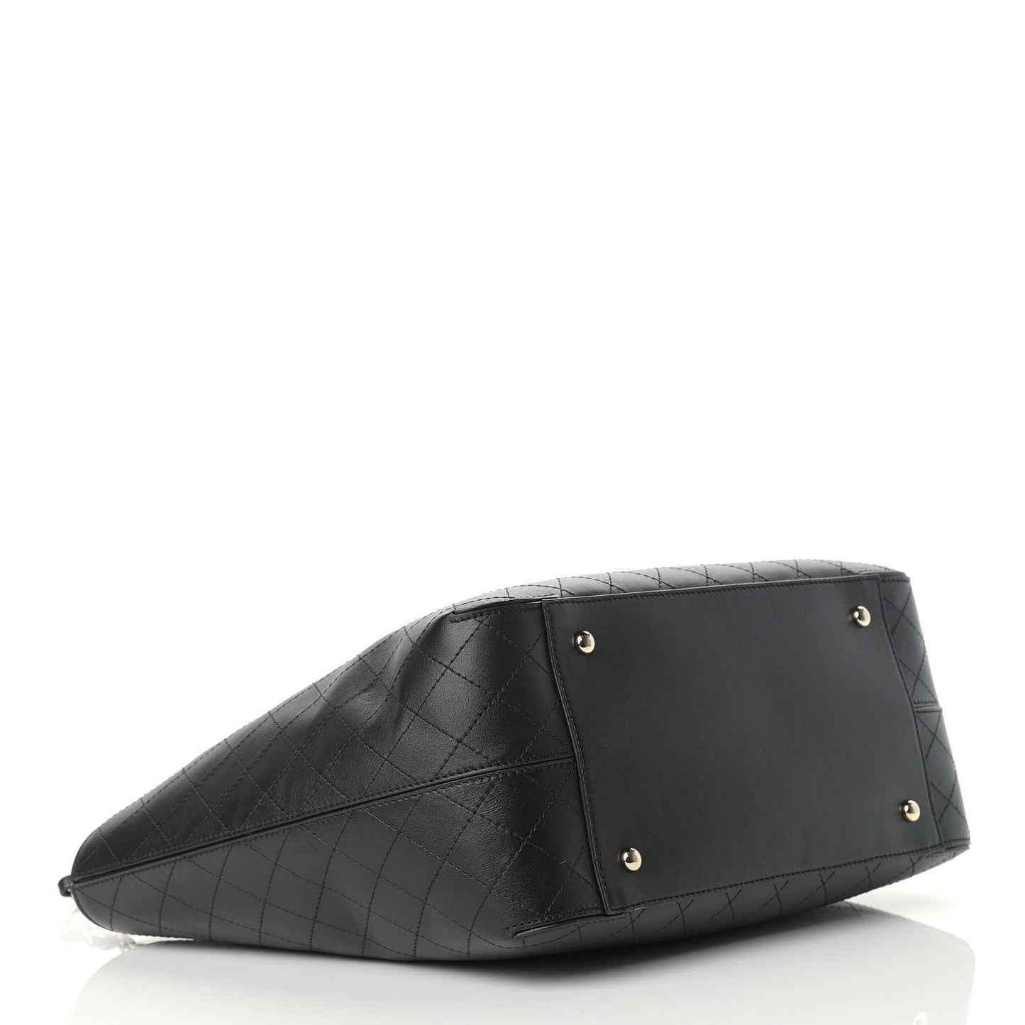 Calfskin Stitched Shopping Tote Black