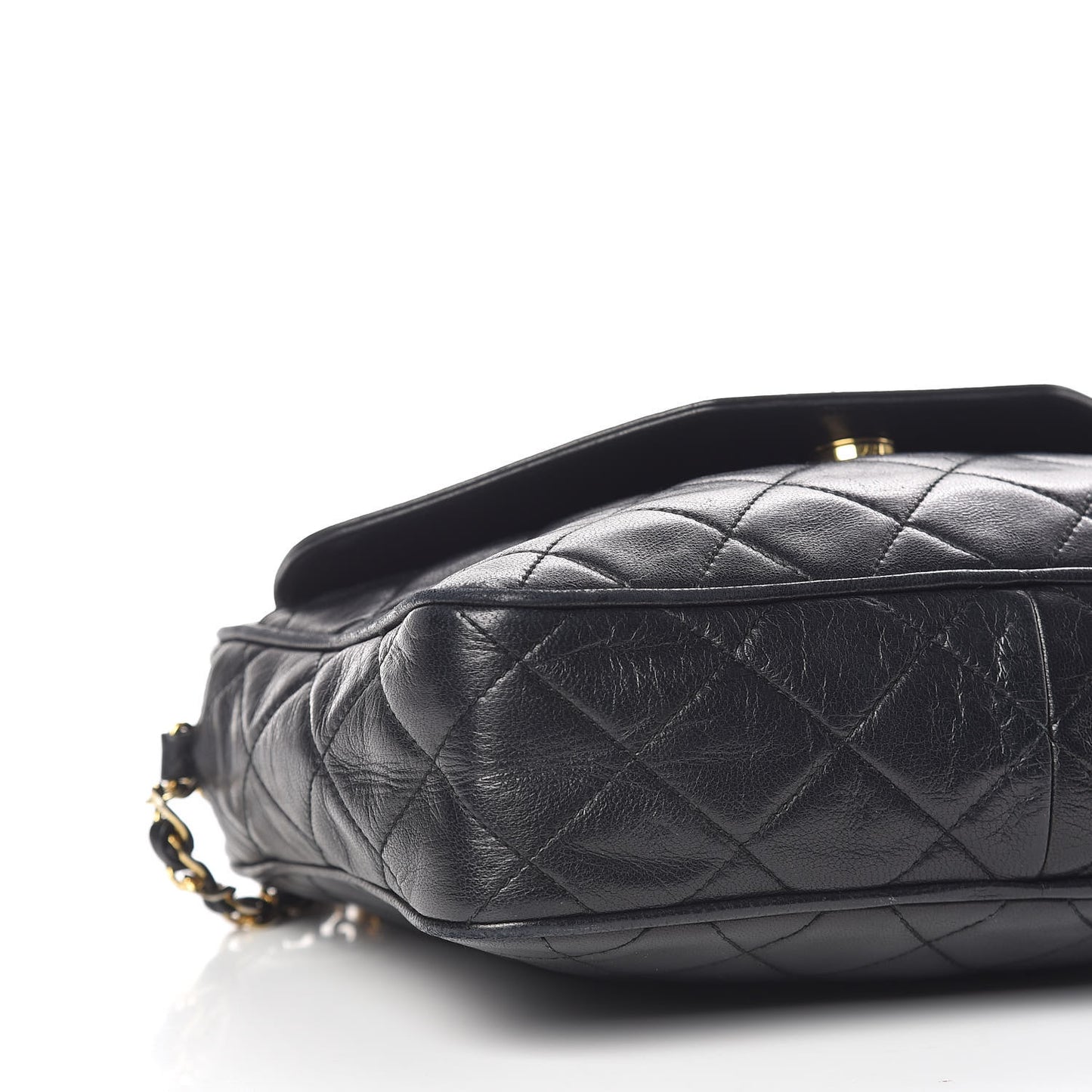 Lambskin Quilted Tassel Camera Case Black