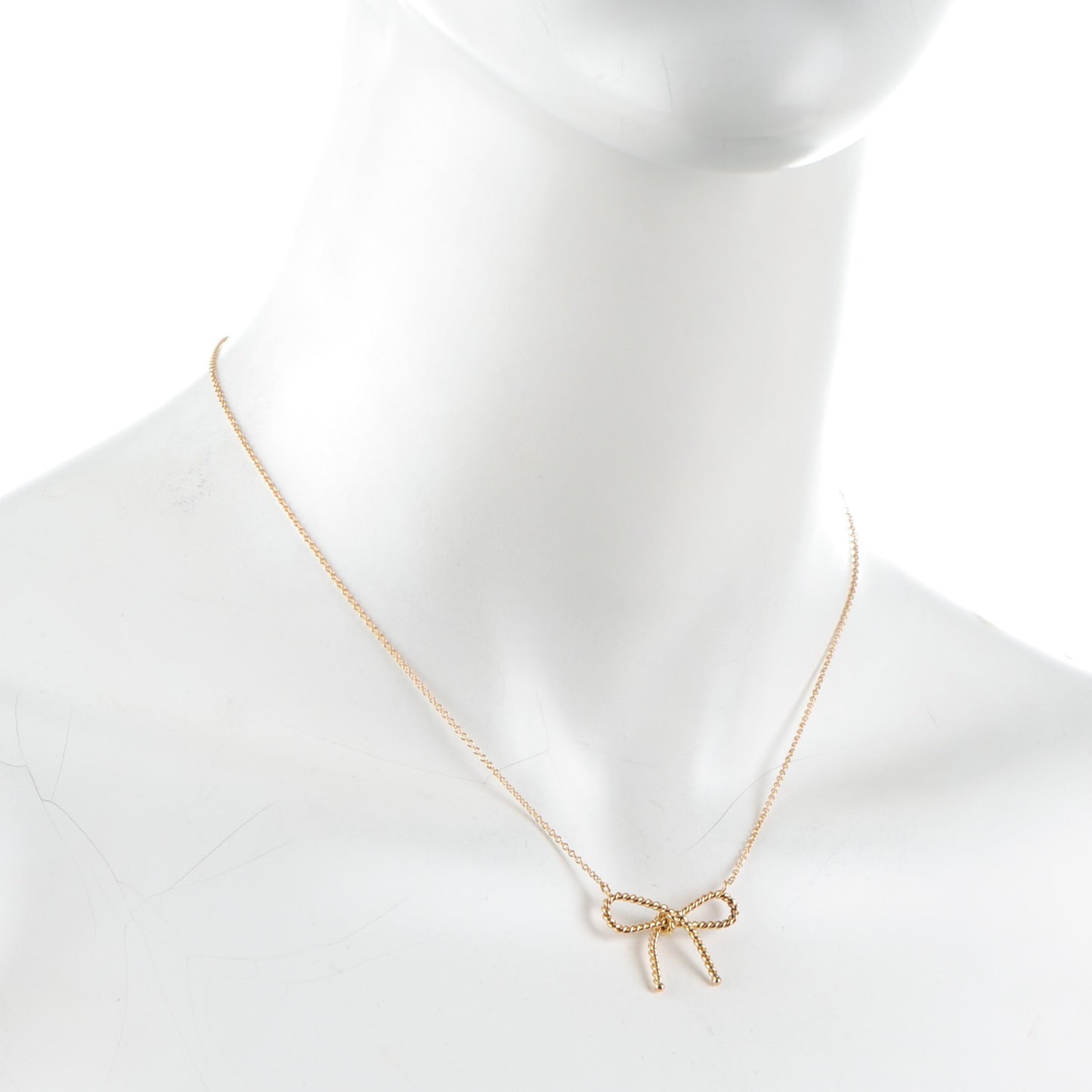 18K Yellow Gold Twist Bow Pendant Necklace