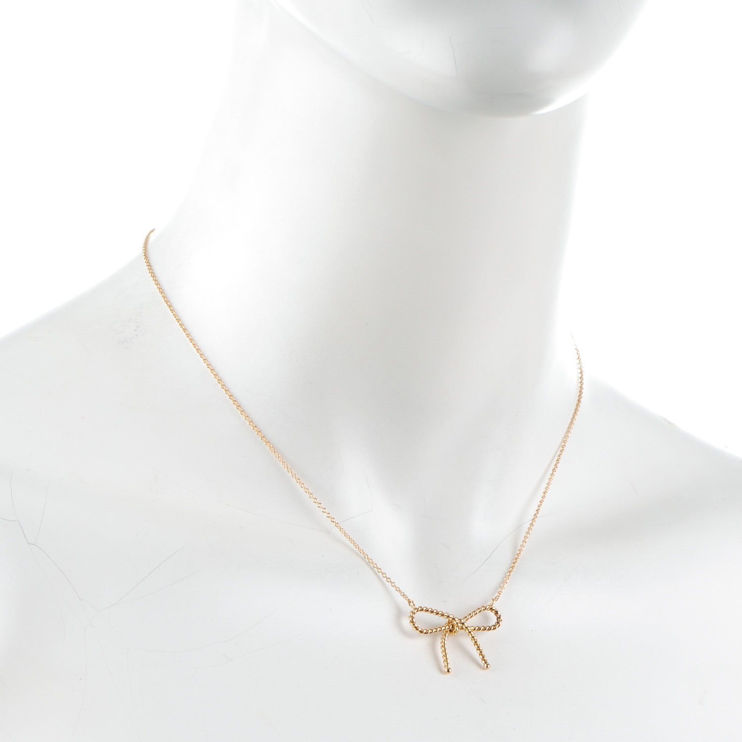Tiffany 18K Yellow Gold Twist Bow Pendant Necklace 2 of 5
