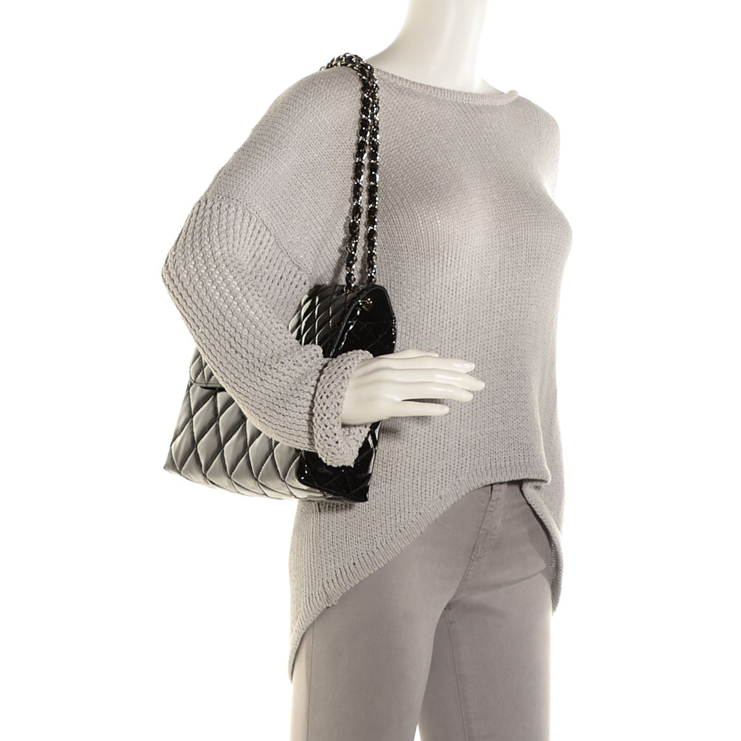 Vinyl Quilted In the Business Flap Bag Black