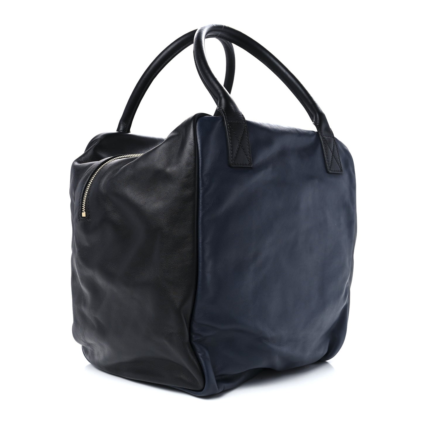 Calfskin Day Dreamer Satchel Black Navy