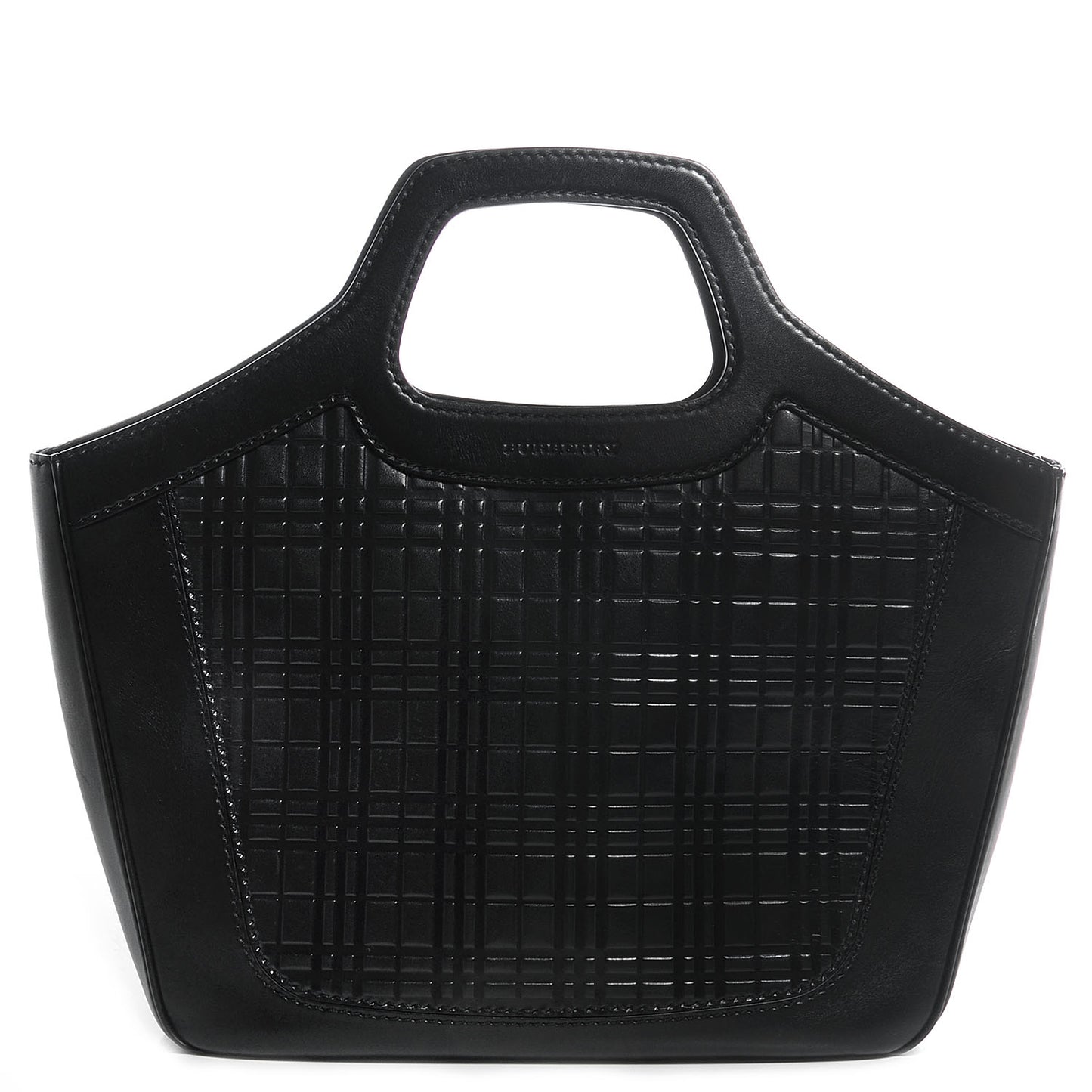 Leather Check Embossed Tote Black