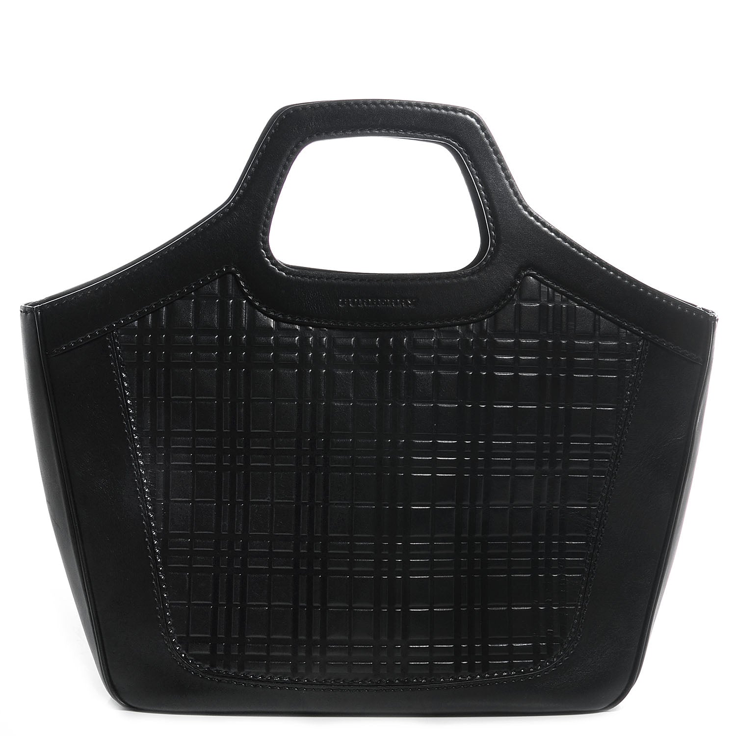 Burberry Leather Check Embossed Tote Black 1 of 9