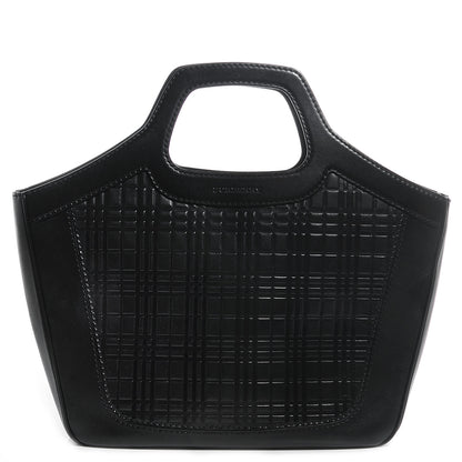 Burberry Leather Check Embossed Tote Black 1 of 9