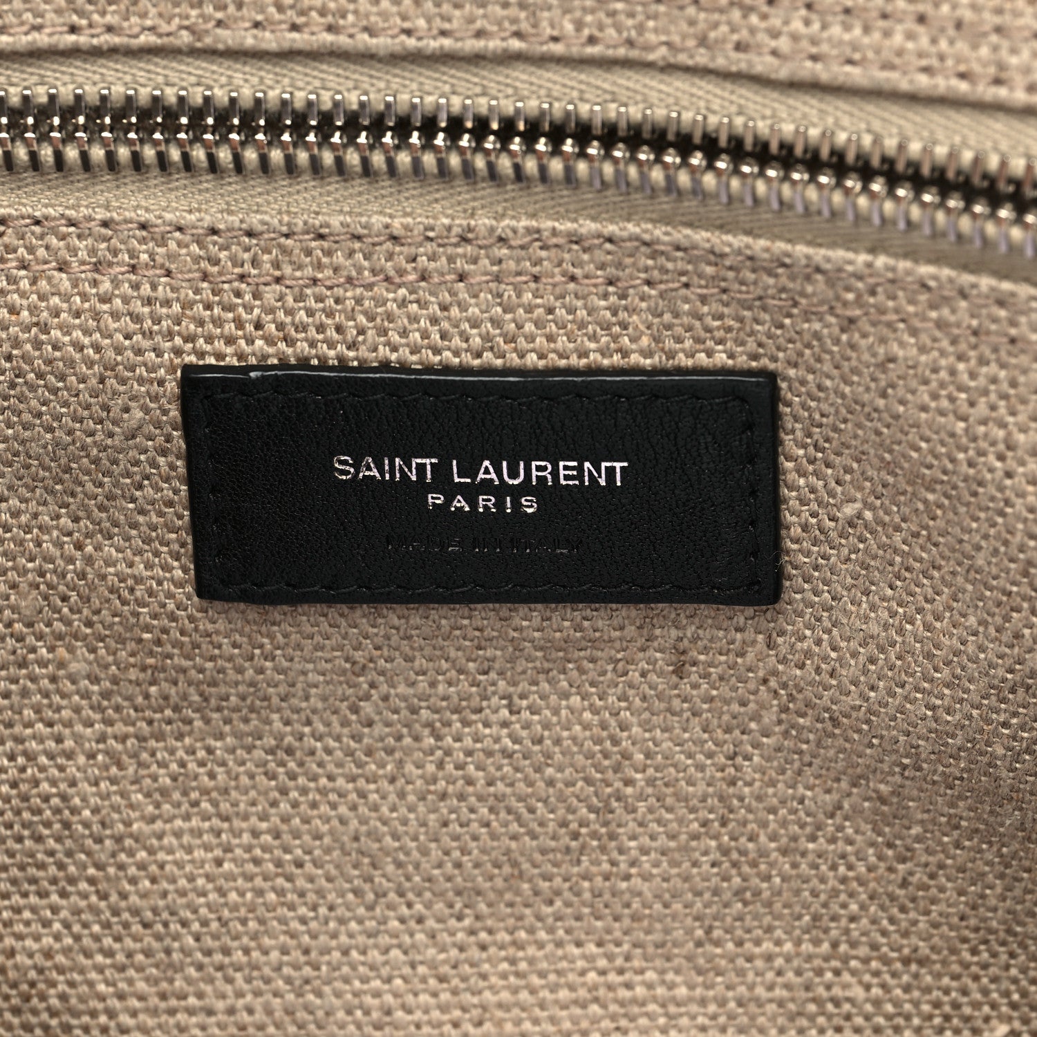 Saint Laurent Linen Calfskin Small Rive Gauche Tote Greggio Natural 6 of 10