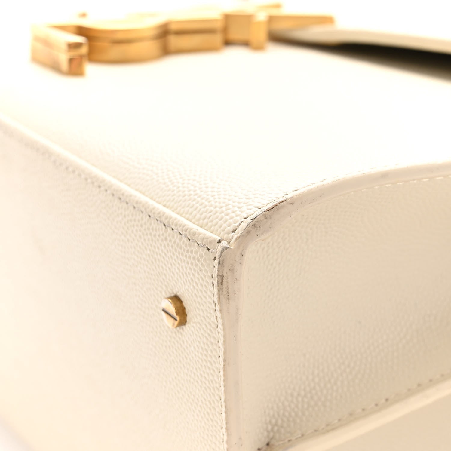Saint Laurent Smooth Calfskin Medium Classic Monogram Cassandra Top Handle Crema Soft Rouge Legion 12 of 15
