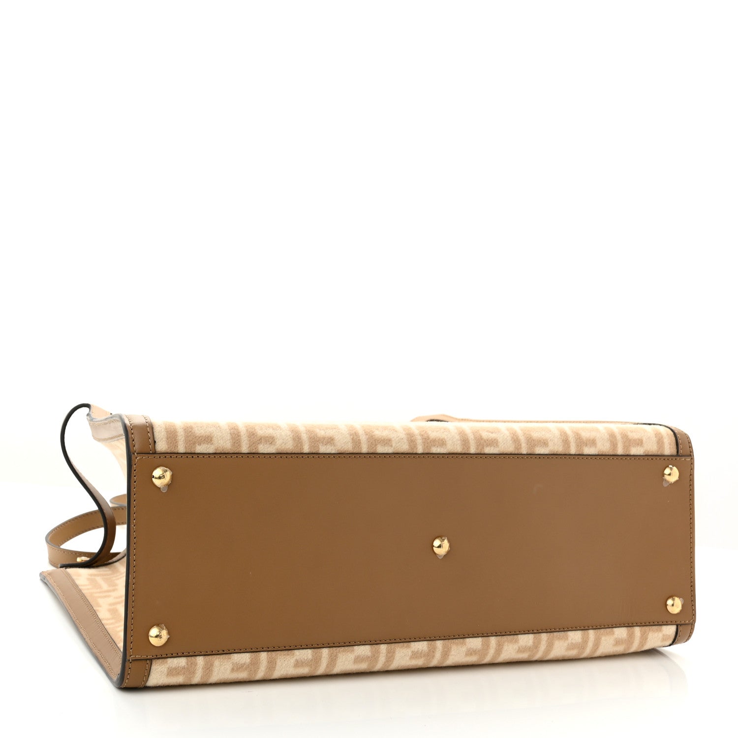 Fendi Wool Vitello King Seta FF 1974 Medium Peekaboo X-Tote Beige Cammello Sand 4 of 10