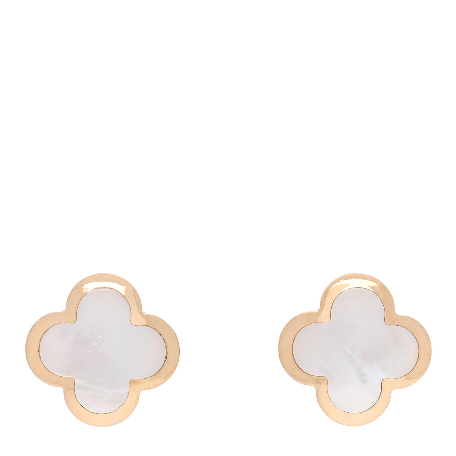 Van Cleef & Arpels 18K Yellow Gold Mother of Pearl Pure Alhambra Earrings 1 of 5