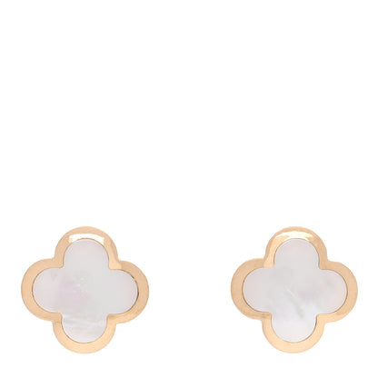 Van Cleef & Arpels 18K Yellow Gold Mother of Pearl Pure Alhambra Earrings 1 of 5