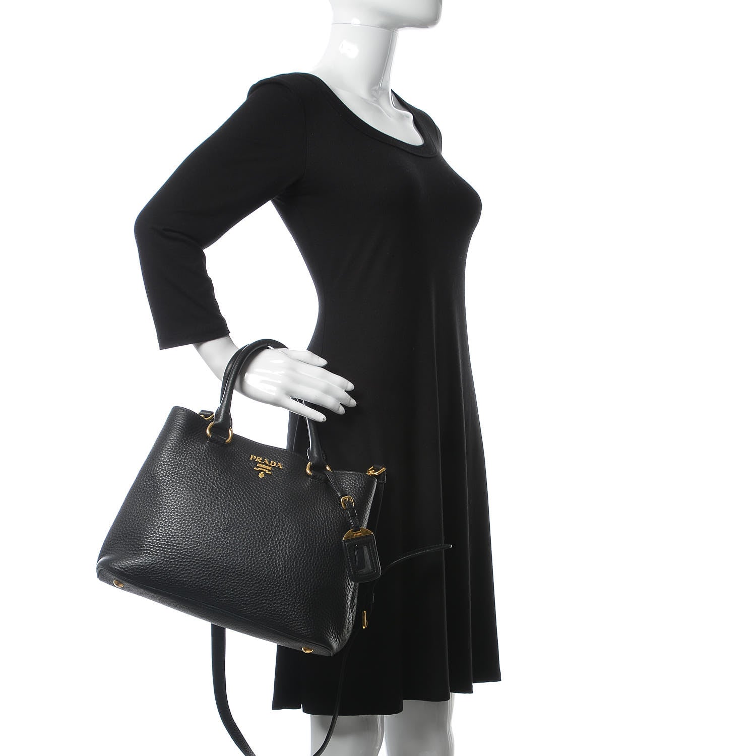 Prada Vitello Phenix Top Handle Bag Black 3 of 8