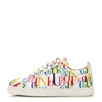 Christian Louboutin Satin Nappa Mens Louis Junior ABC Orlato Flat Sneakers 42 White Multicolor 1 of 9