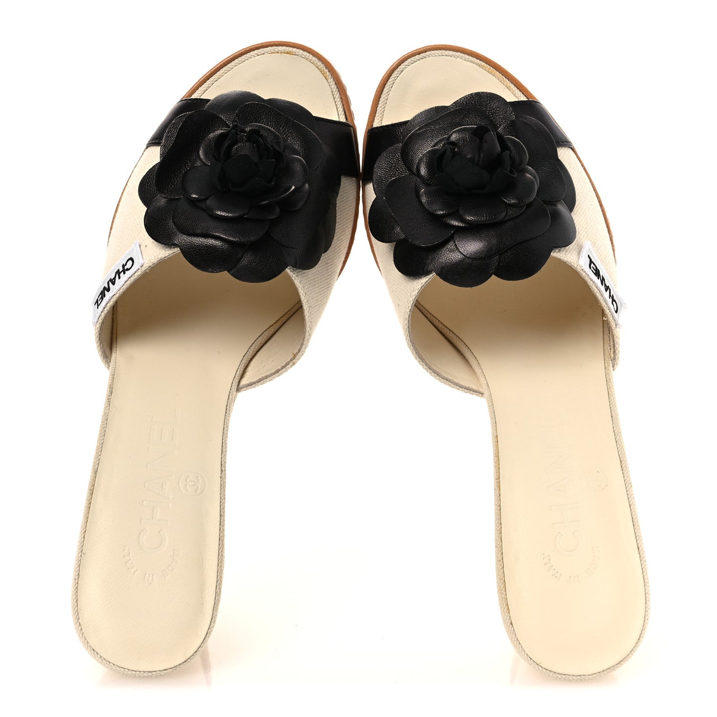 Canvas Camellia Wedge Sandals 38.5 Off White 38.5 Off White