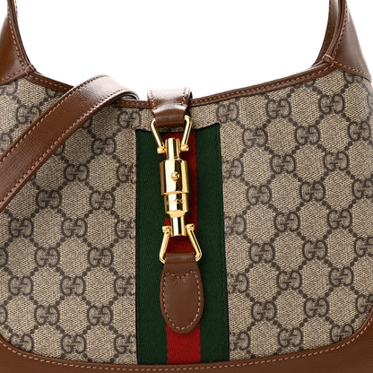 Gucci GG Supreme Monogram Azalea Calfskin Web Small Jackie 1961 Hobo Beige Ebony Brown Sugar 8 of 10