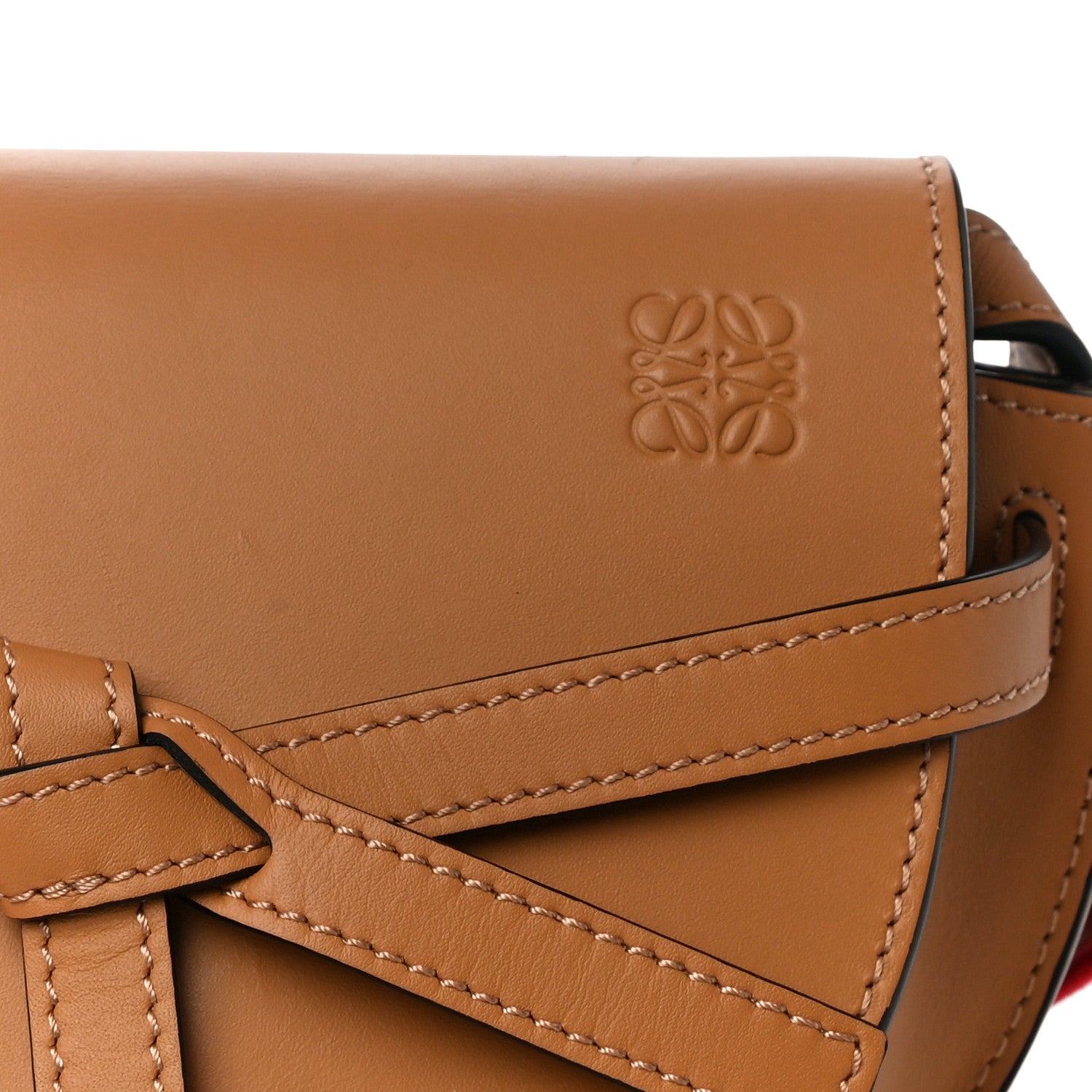 Loewe Calfskin Jacquard Mini Gate Dual Bag Tan 8 of 11