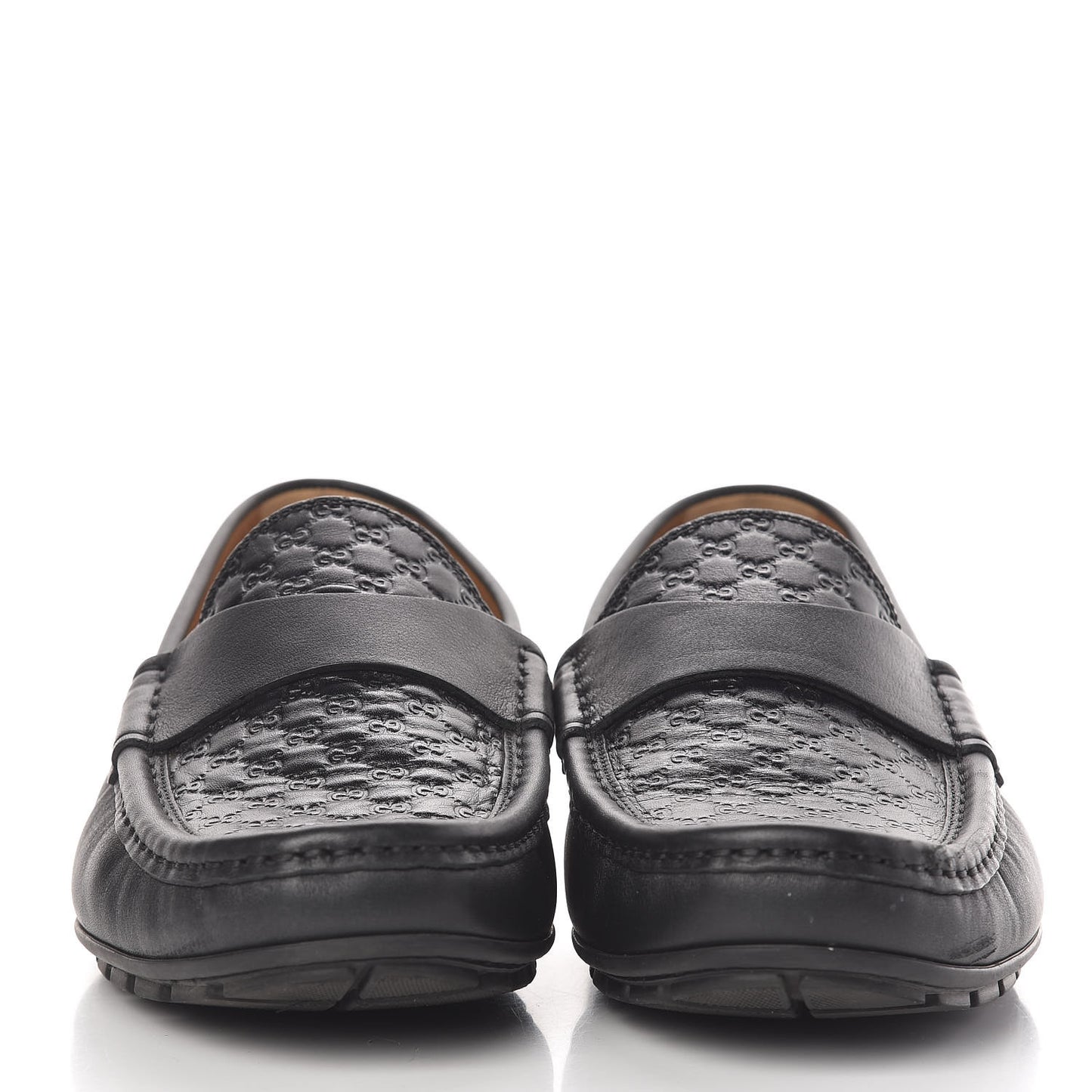 Guccissima Calfskin Mens Driver Loafers 7 Black