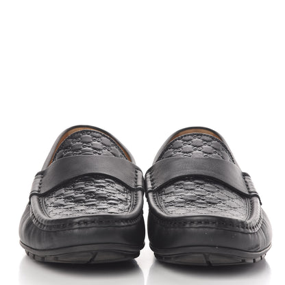 Gucci Guccissima Calfskin Mens Driver Loafers 7 Black 2 of 19